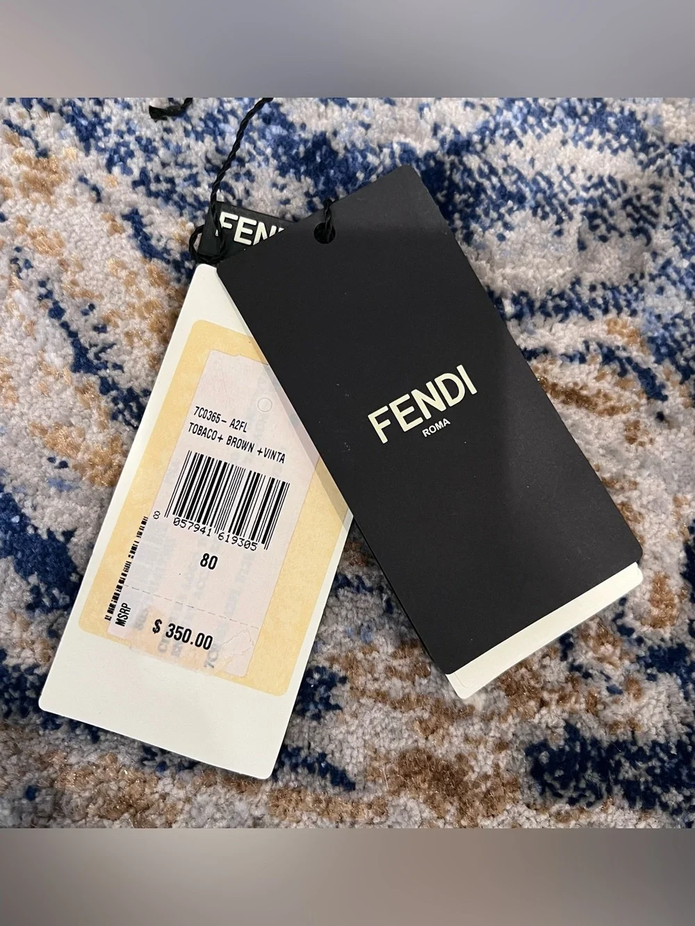 Fendi Brown & Yellow Logo Webbing Belt with Gold-Tone Round Buckle